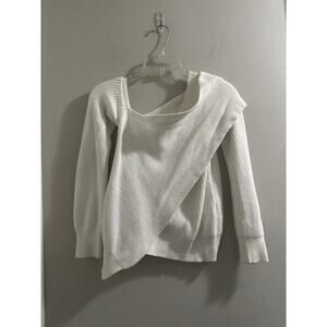 🔴R + A White Off the Shoulder Wrap Sweater‎ size XS